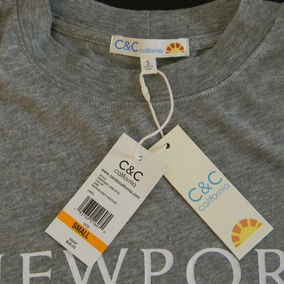 C & C California Long Sleeve Tee Newport Yacht Club Gray Size Small NWT - Picture 3 of 4